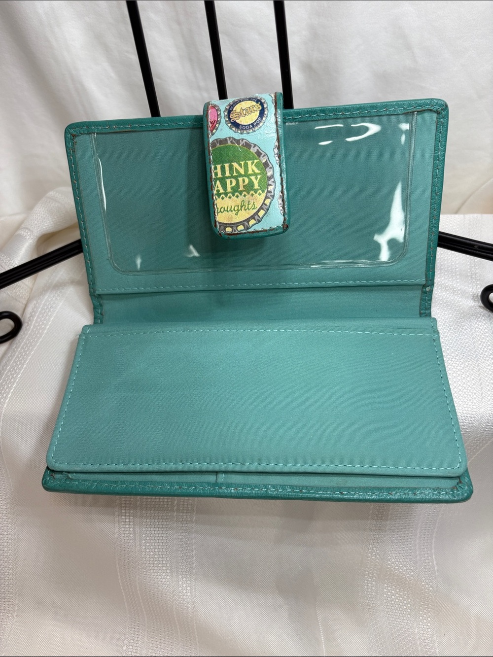 Fossil Teal Bottle Cap-Print Zip Wallet / Checkbook Cover - Picture 3 of 15